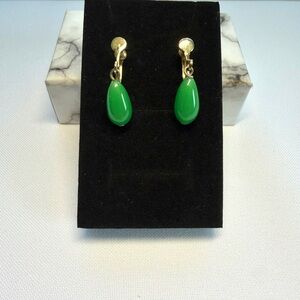 Vintage Green Drop Screwback Earrings